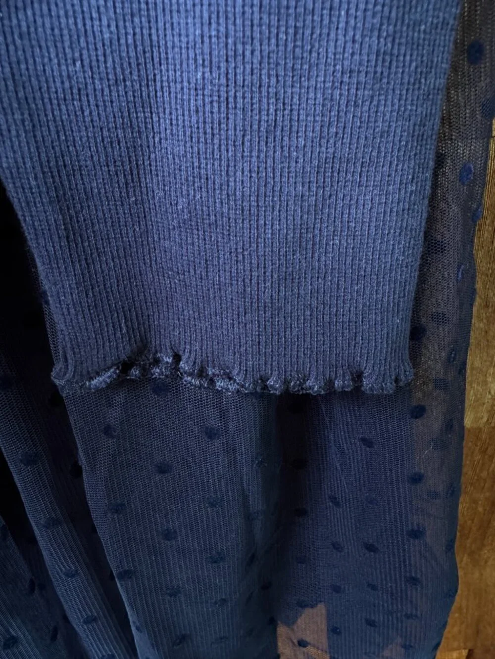 GAP Midnight Blue 2 in 1 Long Sleeve Mock Neck Knit & Tulle Dress in XX-Large